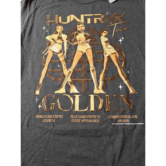 KPop Demon Hunters Huntrix Golden Tour Graphic Tee Size Large Unisex Charcoal - Picture 6 of 7